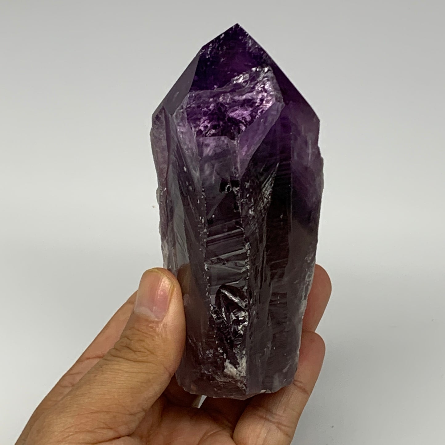 414.9g,4.3"x2.4"x1.9", Amethyst Point Polished Rough lower part Stands, B19066