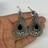 1pc, 2.7"x1.1" Turkmen Earring Tribal Jewelry Black Carnelian Teardrop Boho, B14