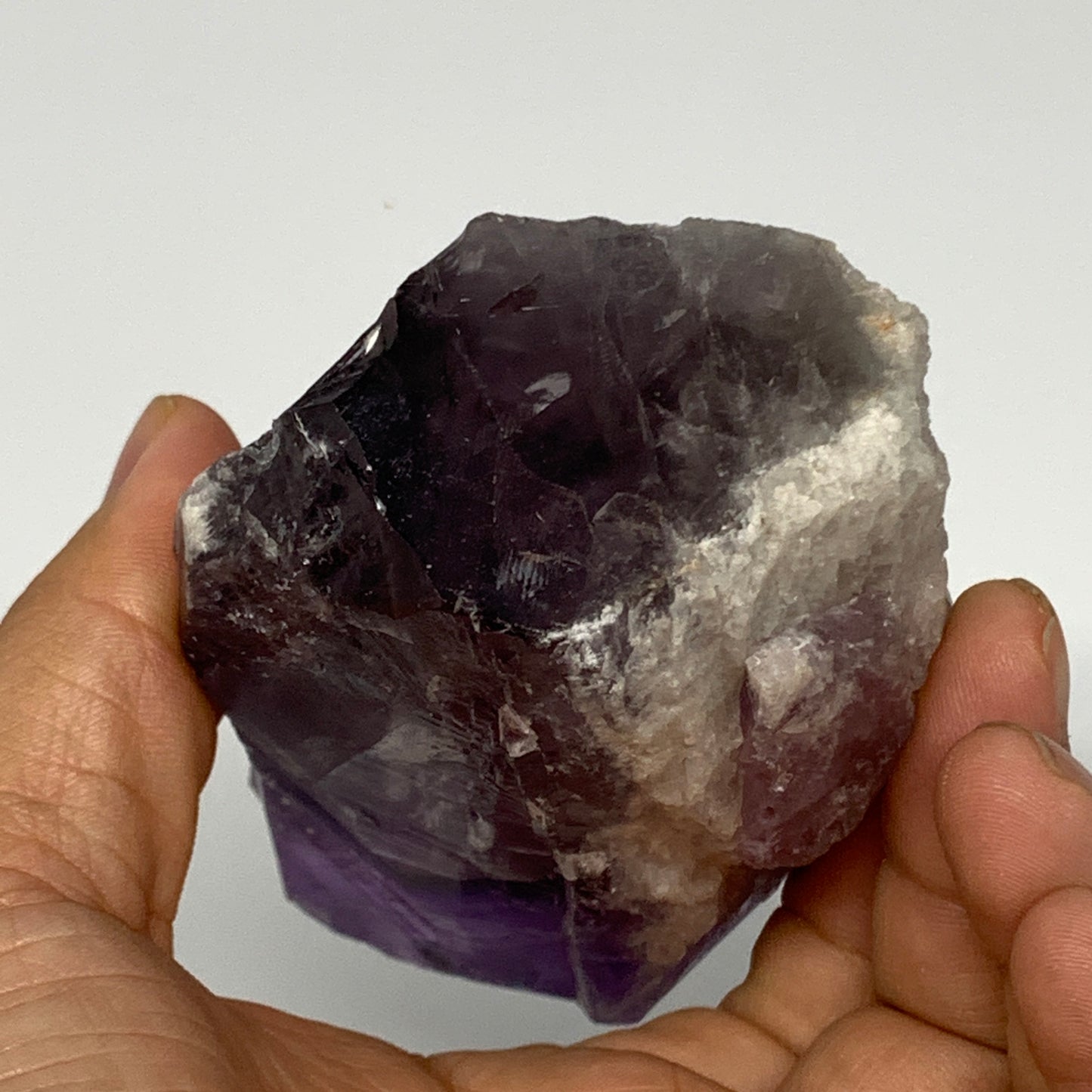 414.9g,4.3"x2.4"x1.9", Amethyst Point Polished Rough lower part Stands, B19066