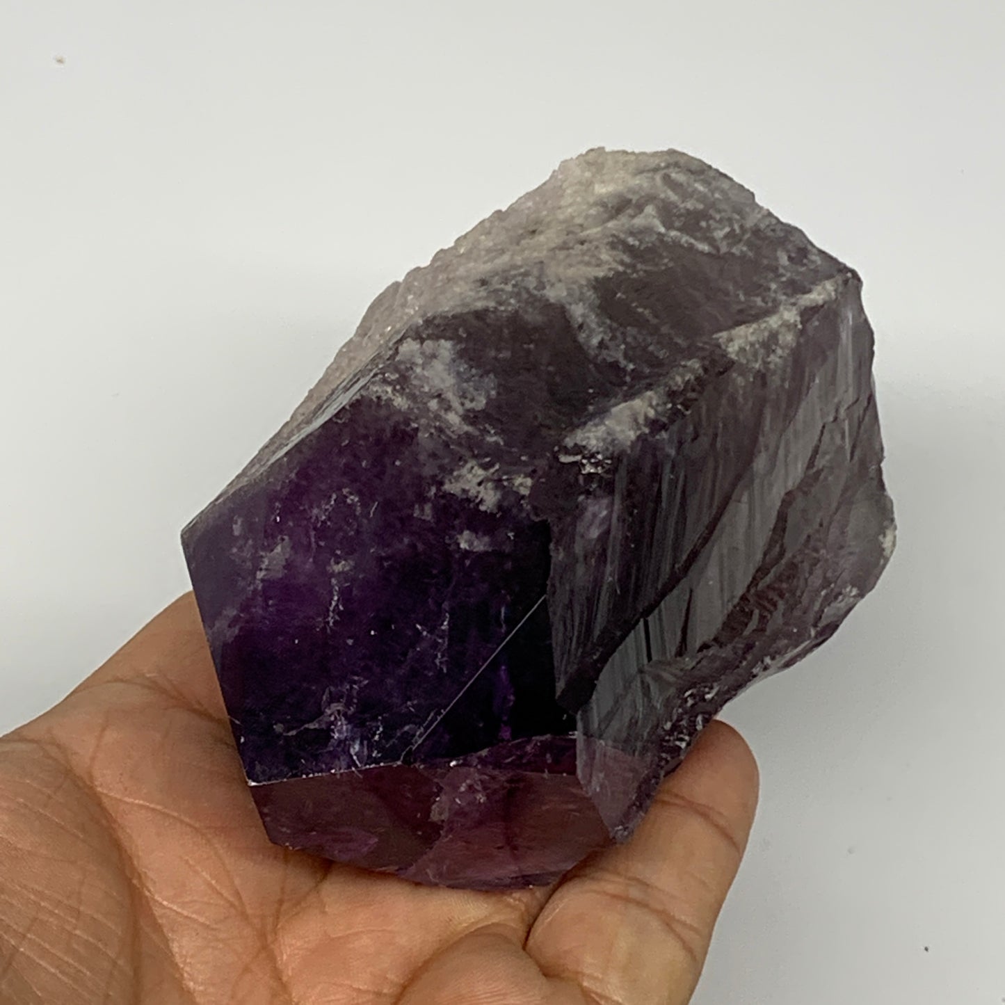 414.9g,4.3"x2.4"x1.9", Amethyst Point Polished Rough lower part Stands, B19066