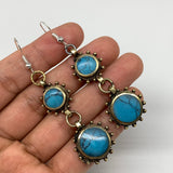 Turkmen Earring Afghan Ethnic Tribal Blue Turquoise Inlay Earring Handmade TE193