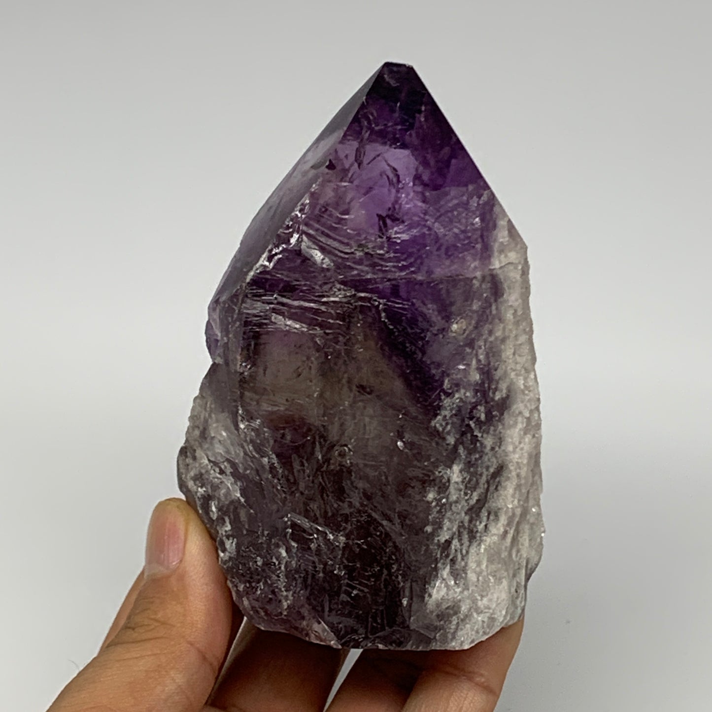 310.4g,3.8"x2.5"x1.8", Amethyst Point Polished Rough lower part Stands, B19067