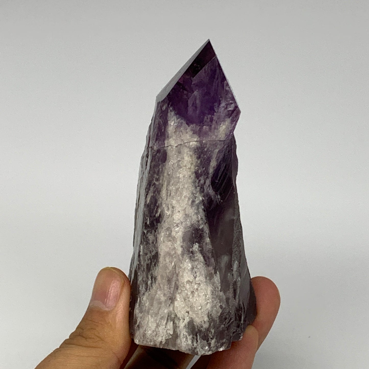310.4g,3.8"x2.5"x1.8", Amethyst Point Polished Rough lower part Stands, B19067