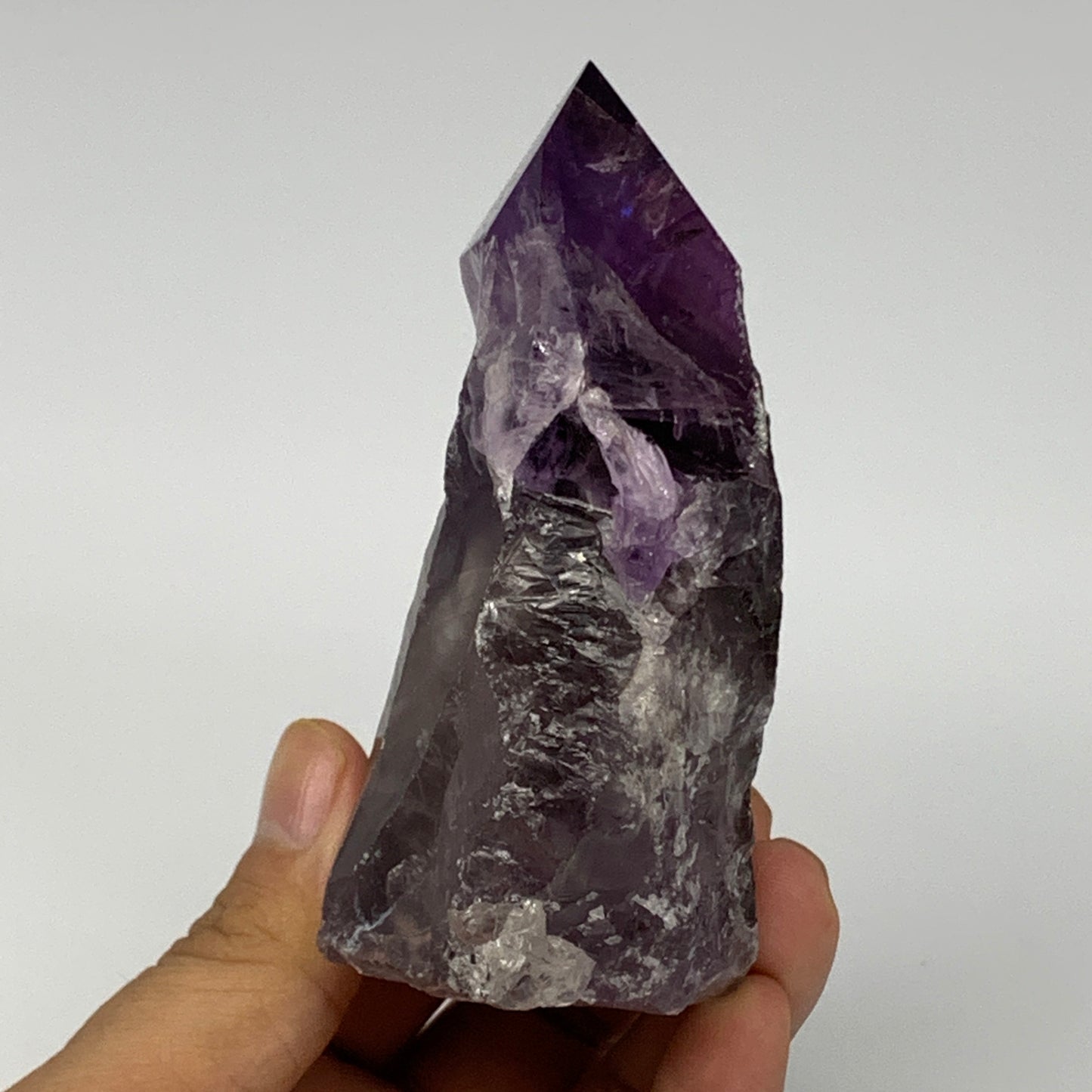310.4g,3.8"x2.5"x1.8", Amethyst Point Polished Rough lower part Stands, B19067
