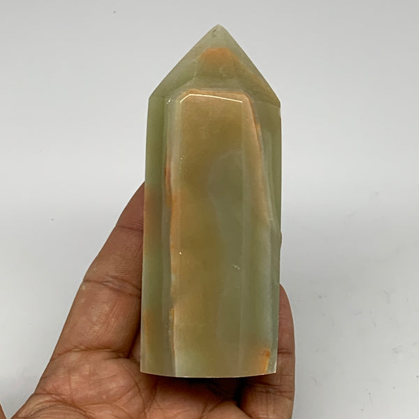 0.67 lbs, 4"x1.6" Green Onyx Point Tower Obelisk Crystal @Afghanistan, B25461
