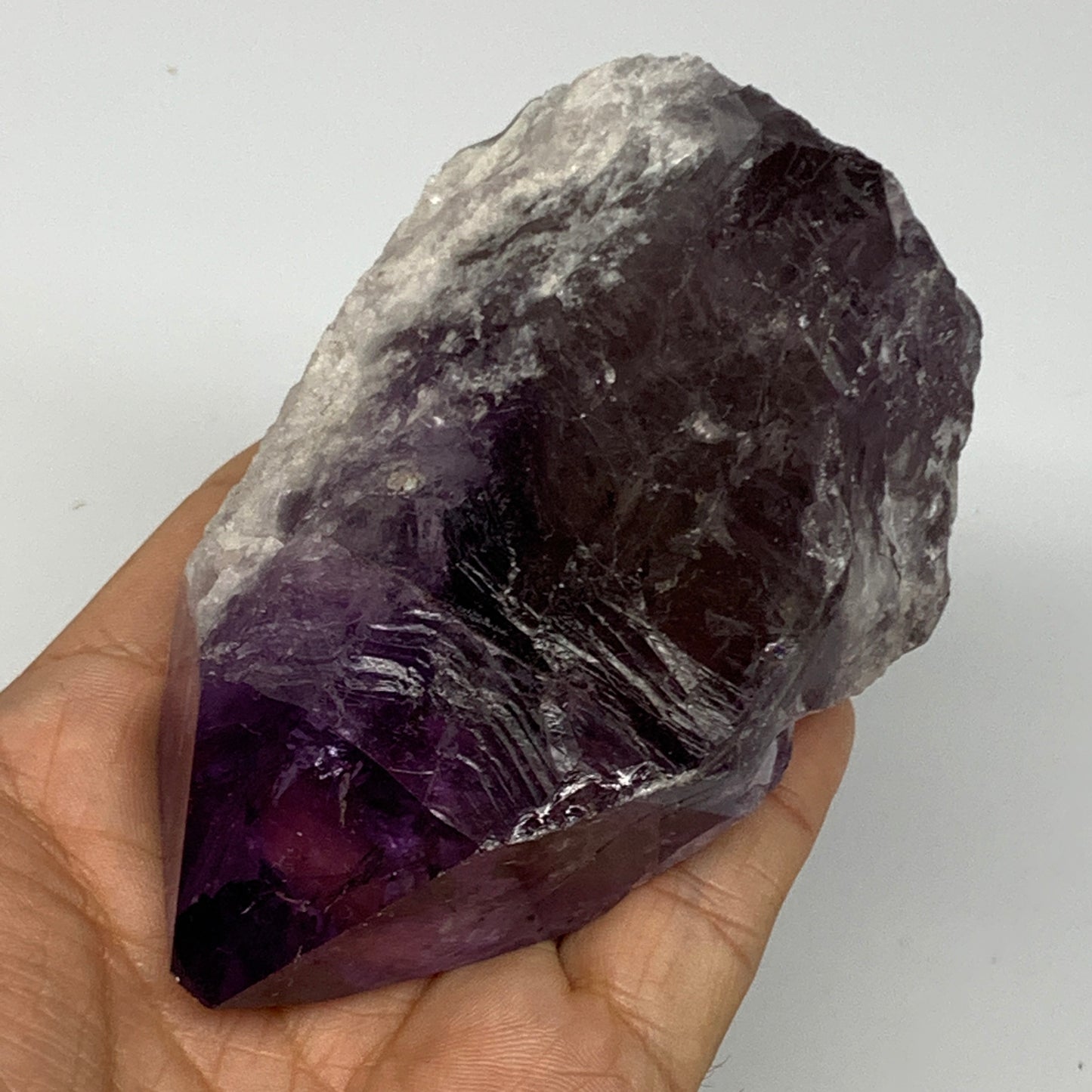 310.4g,3.8"x2.5"x1.8", Amethyst Point Polished Rough lower part Stands, B19067