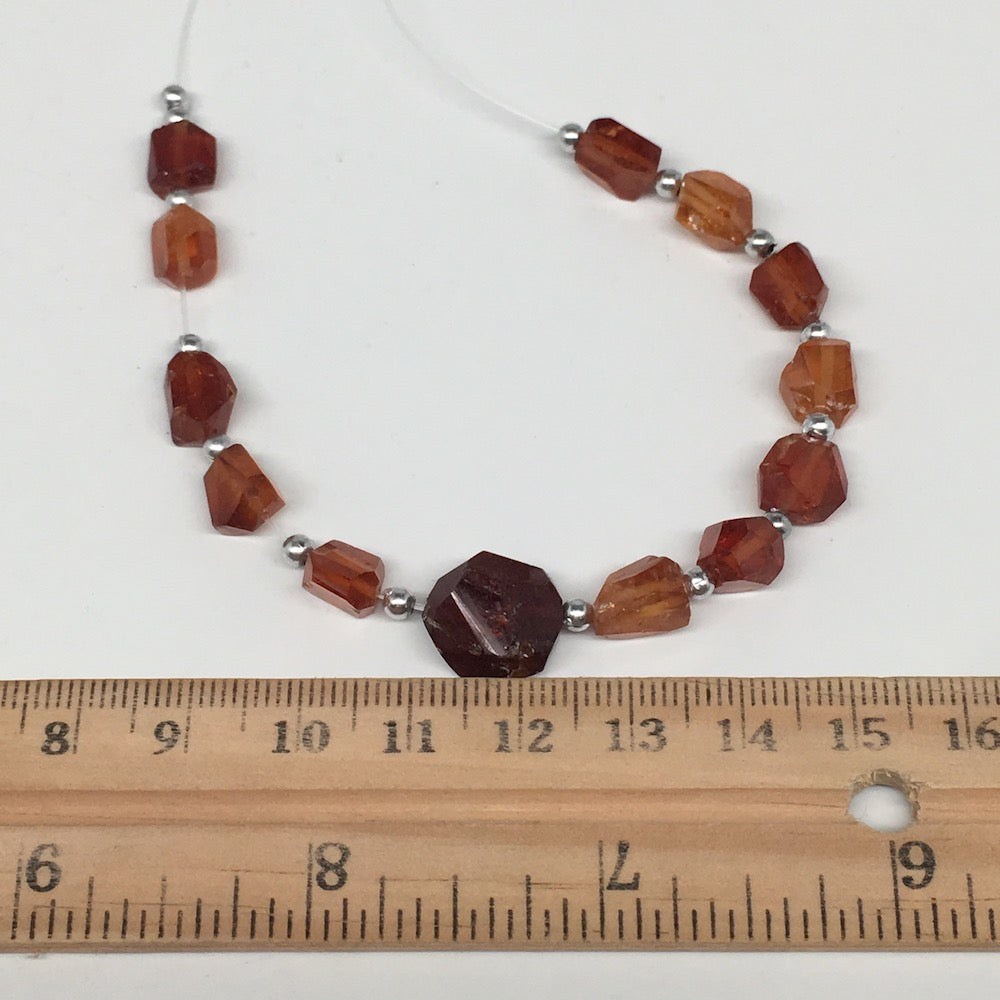 57.5cts, 13pcs, 7mm-13mm Natural Hessonite Garnet Facet Beads @Afghanistan, BE01