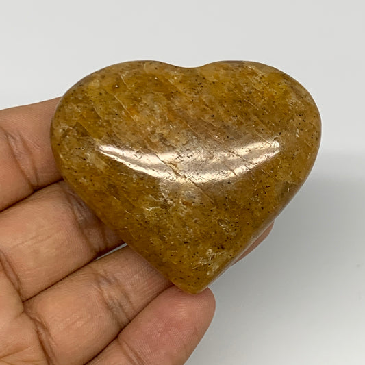 84.6g, 1.9"x2.2"x0.9", Natural Golden Quartz Heart Small Polished Crystal, B2711