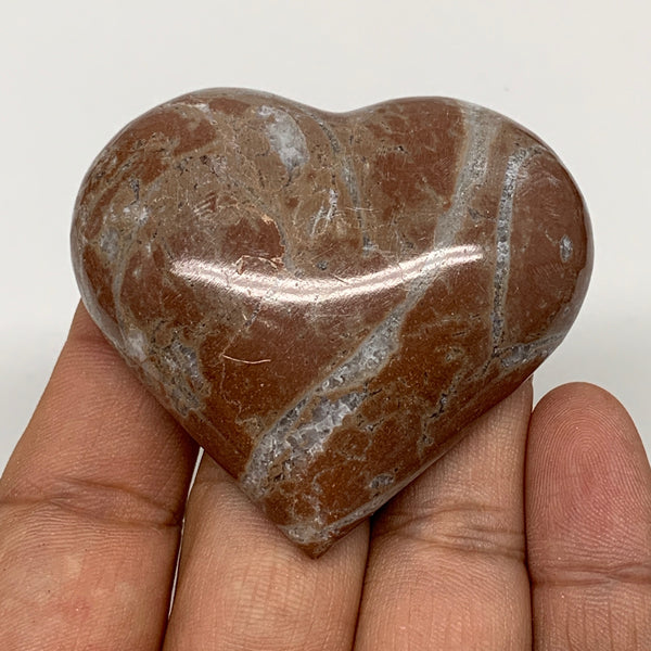 61.9g, 2" x 2.2"x 0.7", Natural Untreated Red Shell Fossils Half Heart @Morocco,
