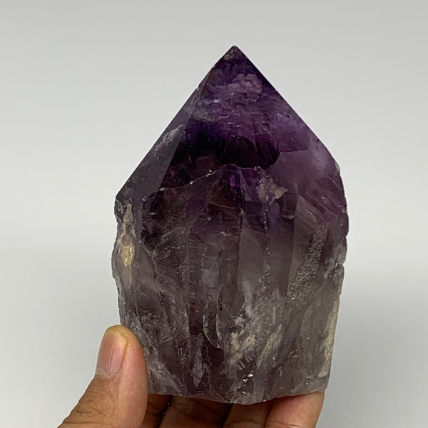 360.5g,3.8"x2.6"x1.7", Amethyst Point Polished Rough lower part Stands, B19068
