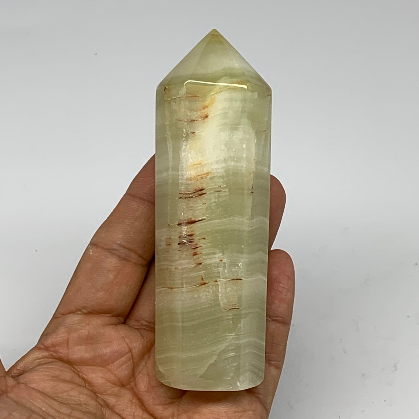 0.44 lbs, 4.3"x1.2" Green Onyx Point Tower Obelisk Crystal @Afghanistan, B25462