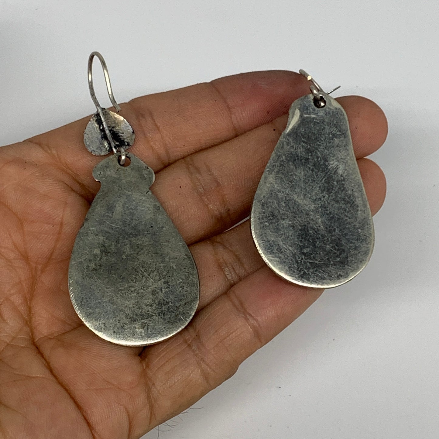 1pc, 2.7"x1.1" Turkmen Earring Tribal Jewelry Lapis Lazuli Teardrop Boho, B14255