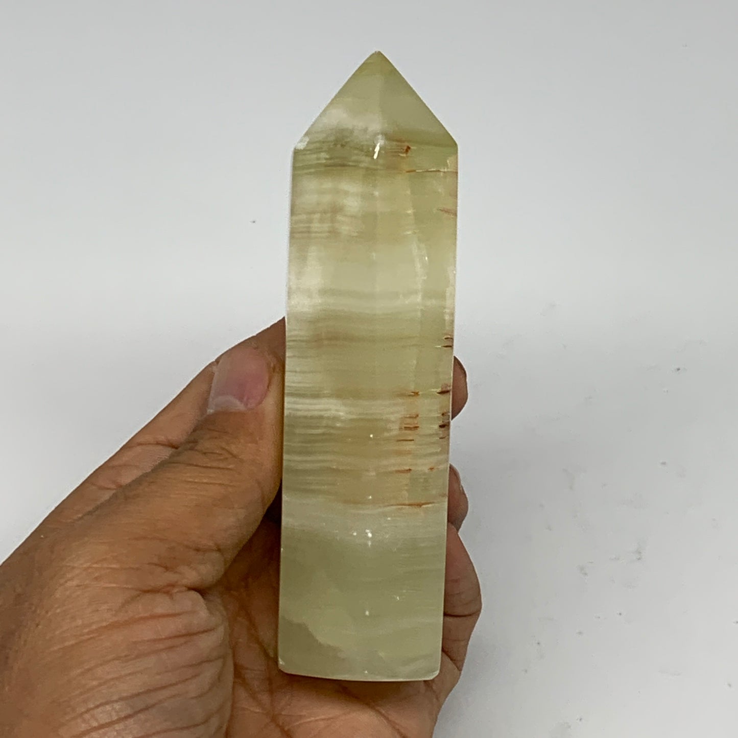 0.44 lbs, 4.3"x1.2" Green Onyx Point Tower Obelisk Crystal @Afghanistan, B25462