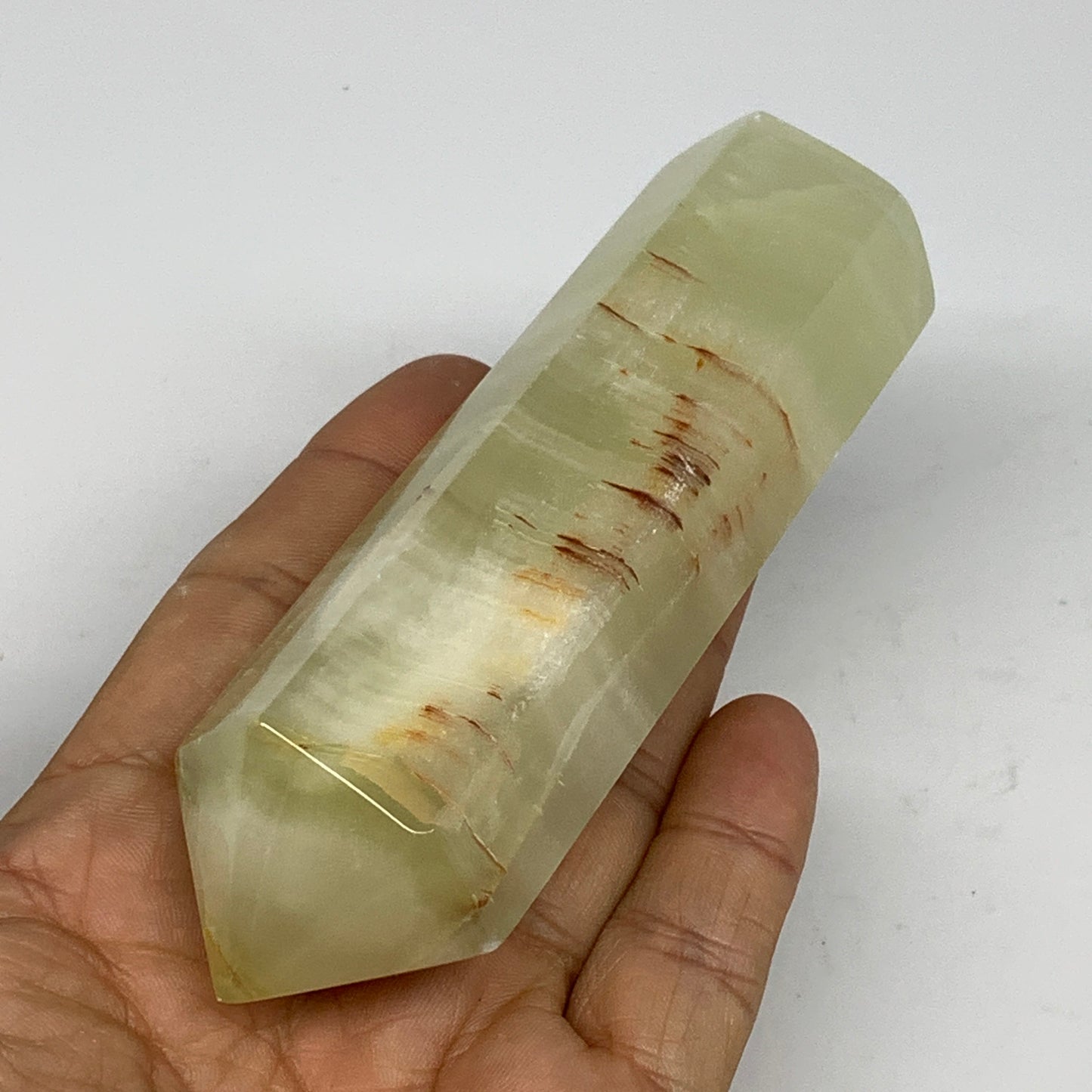 0.44 lbs, 4.3"x1.2" Green Onyx Point Tower Obelisk Crystal @Afghanistan, B25462