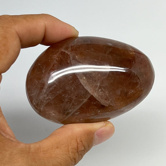 154g,2.7"x1.8"x1.4", Red Hematoid Fire Quartz Palm-Stone Crystal Polished, B1971