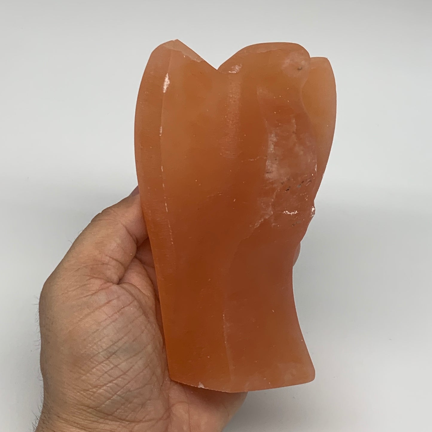 606g, 5.1"x3.5"x1.9"" Orange Selenite (Satin Spar) Angel Crystal @Morocco,B9364