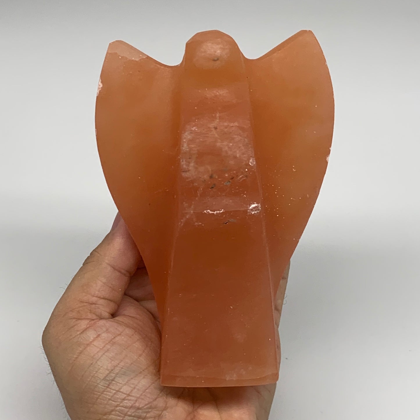 606g, 5.1"x3.5"x1.9"" Orange Selenite (Satin Spar) Angel Crystal @Morocco,B9364