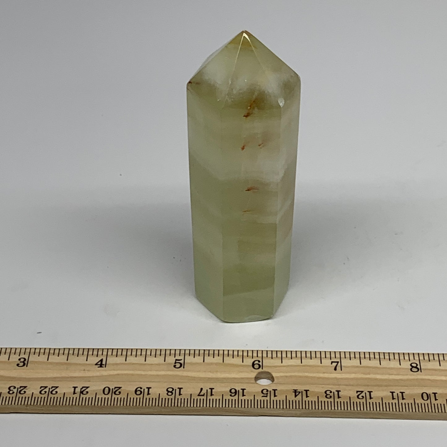 0.44 lbs, 4.3"x1.2" Green Onyx Point Tower Obelisk Crystal @Afghanistan, B25462