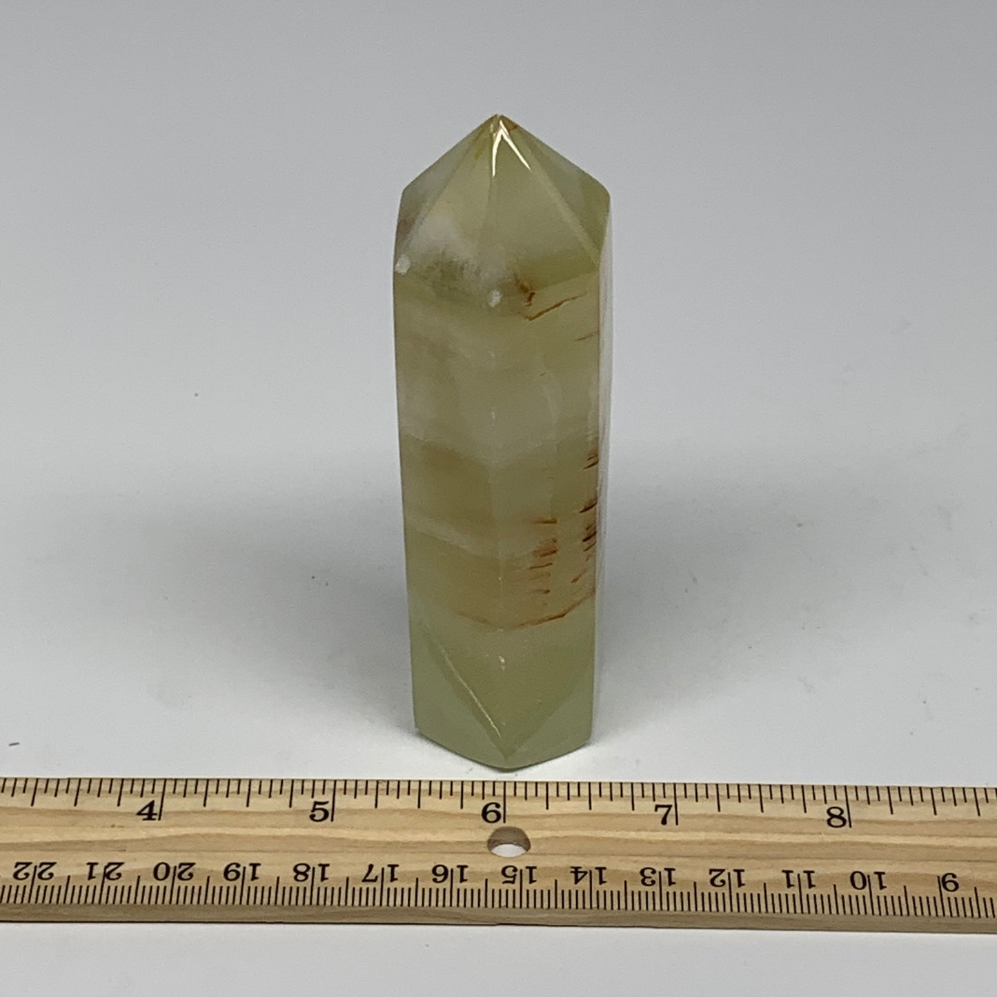 0.44 lbs, 4.3"x1.2" Green Onyx Point Tower Obelisk Crystal @Afghanistan, B25462