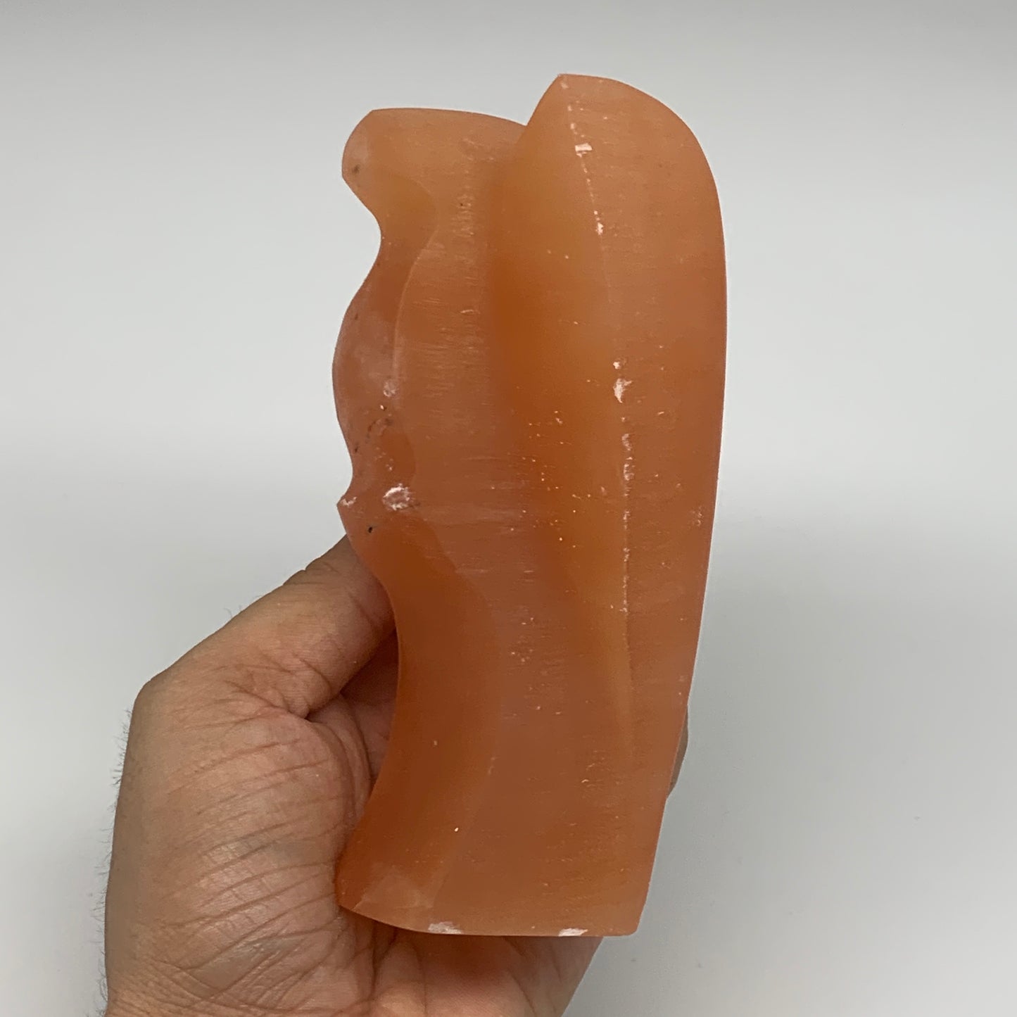 606g, 5.1"x3.5"x1.9"" Orange Selenite (Satin Spar) Angel Crystal @Morocco,B9364