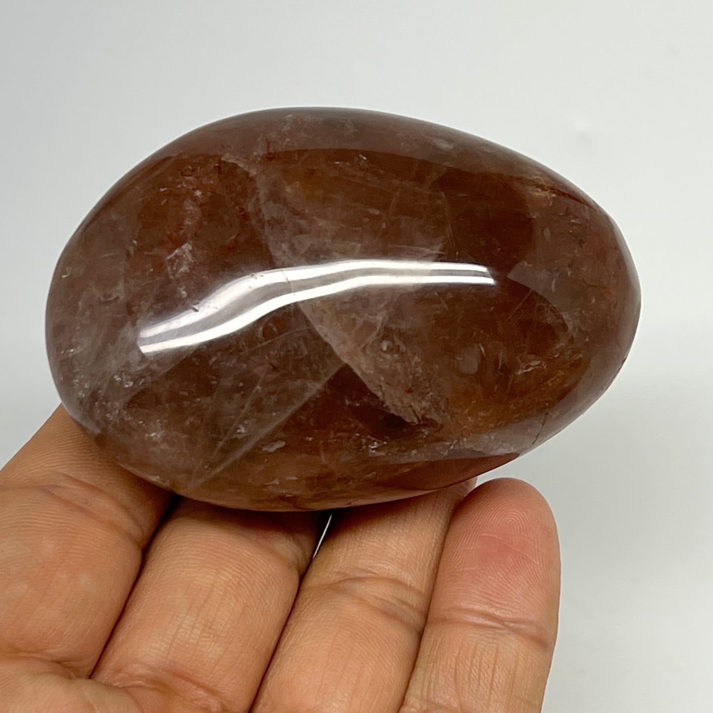 154g,2.7"x1.8"x1.4", Red Hematoid Fire Quartz Palm-Stone Crystal Polished, B1971