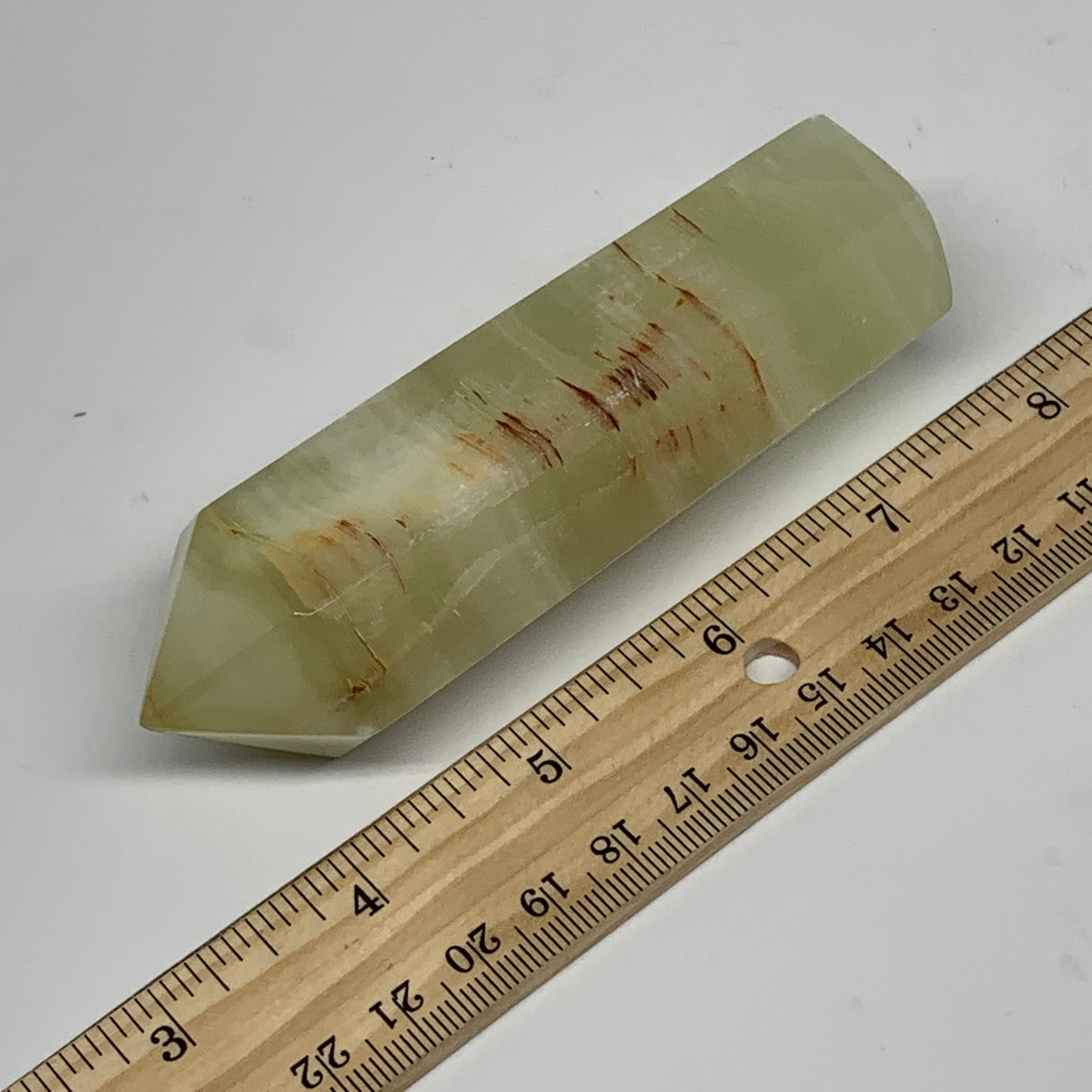0.44 lbs, 4.3"x1.2" Green Onyx Point Tower Obelisk Crystal @Afghanistan, B25462