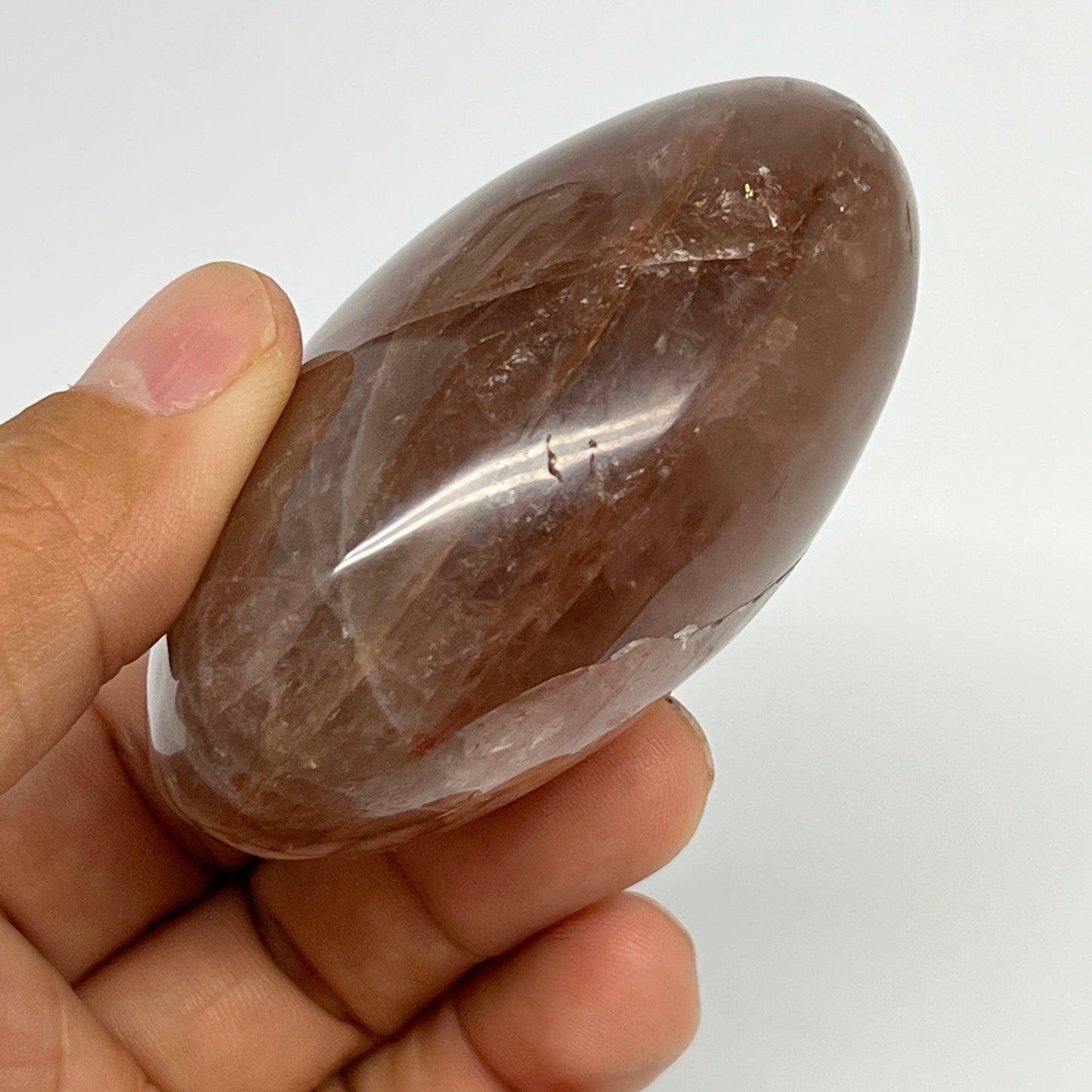 154g,2.7"x1.8"x1.4", Red Hematoid Fire Quartz Palm-Stone Crystal Polished, B1971