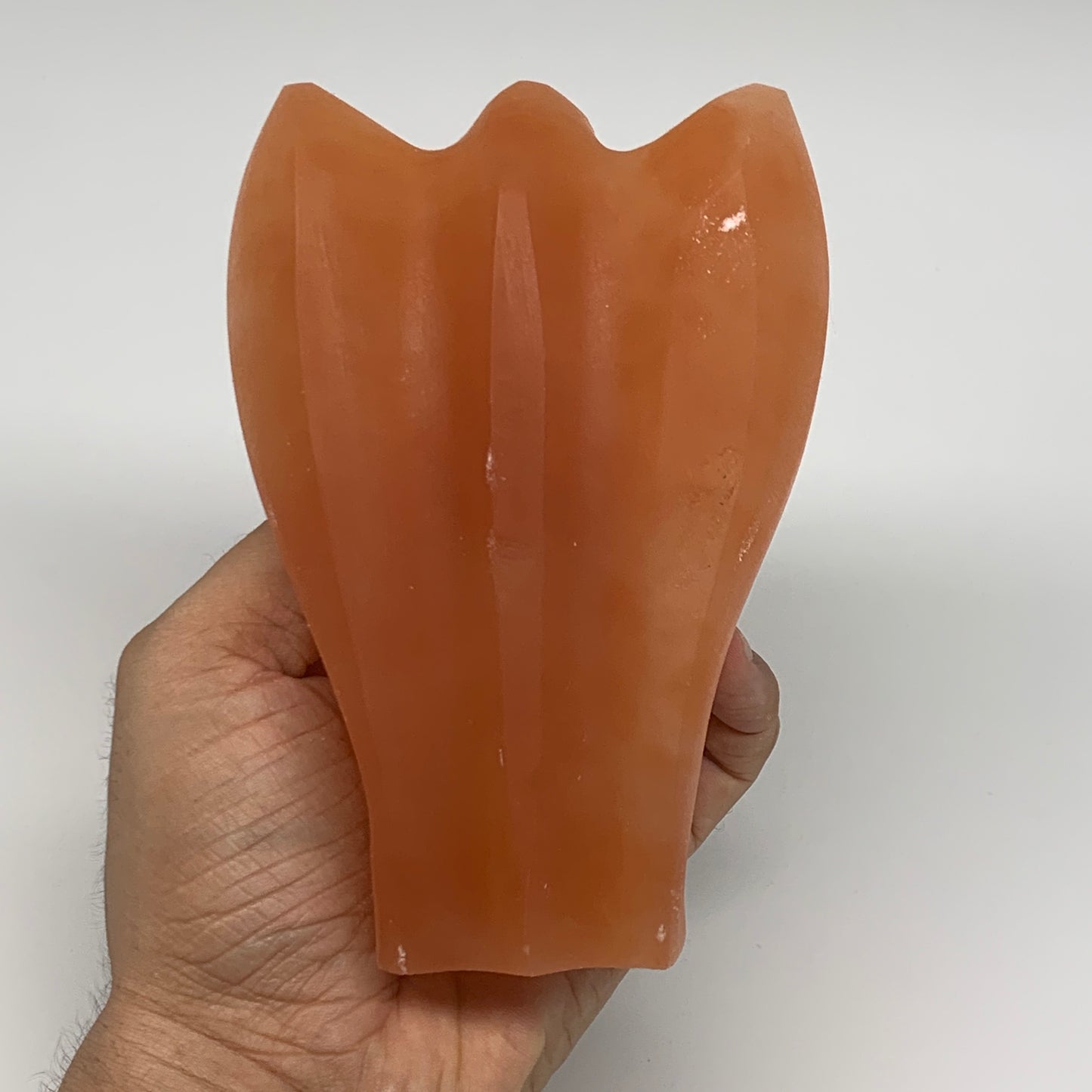 606g, 5.1"x3.5"x1.9"" Orange Selenite (Satin Spar) Angel Crystal @Morocco,B9364