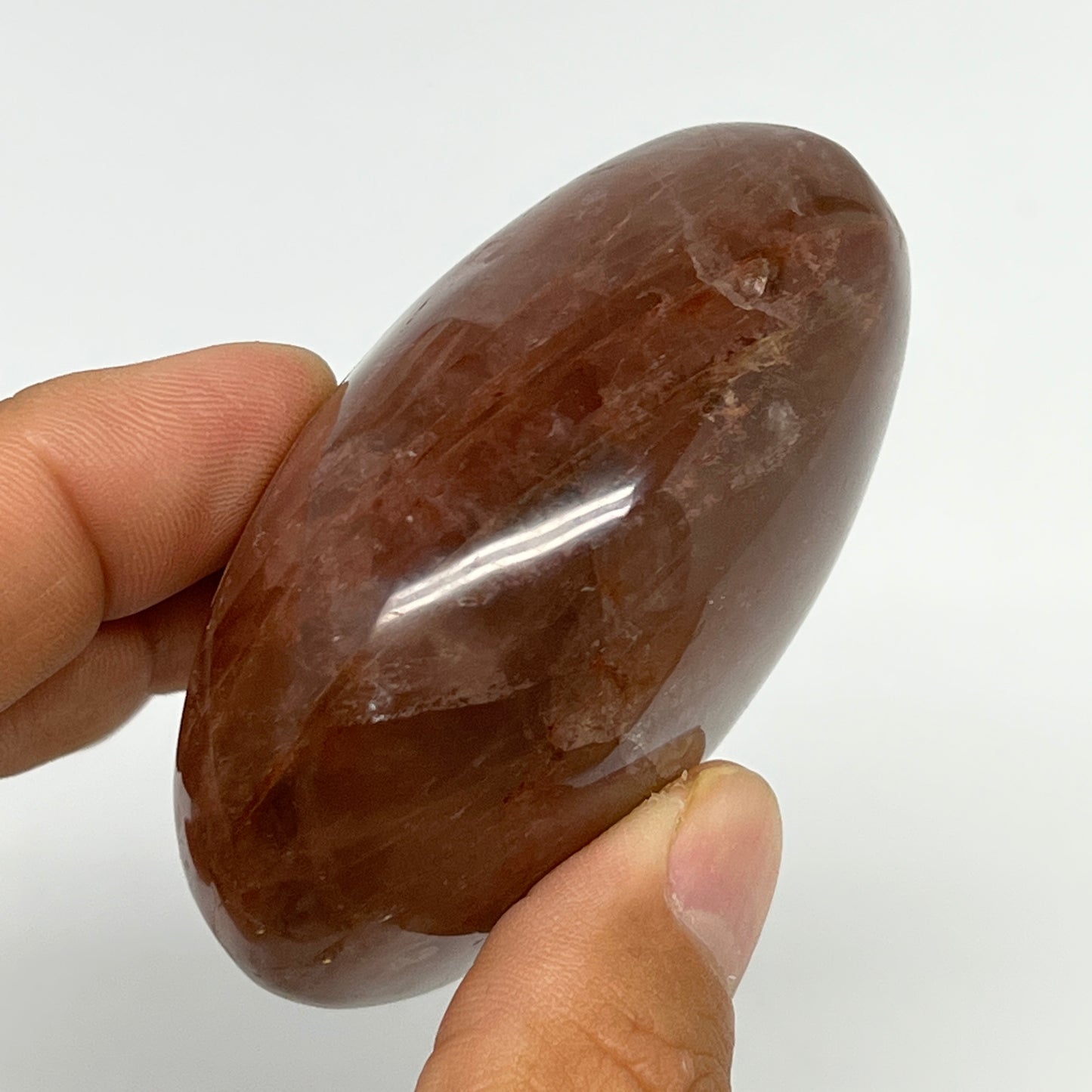 154g,2.7"x1.8"x1.4", Red Hematoid Fire Quartz Palm-Stone Crystal Polished, B1971