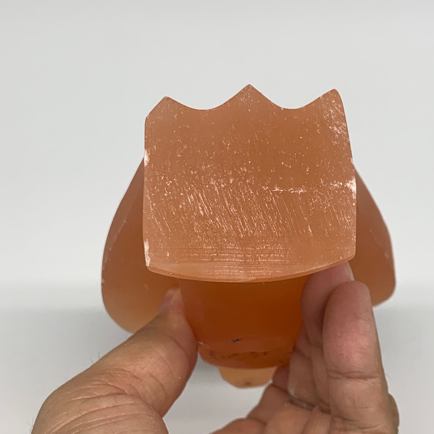 606g, 5.1"x3.5"x1.9"" Orange Selenite (Satin Spar) Angel Crystal @Morocco,B9364