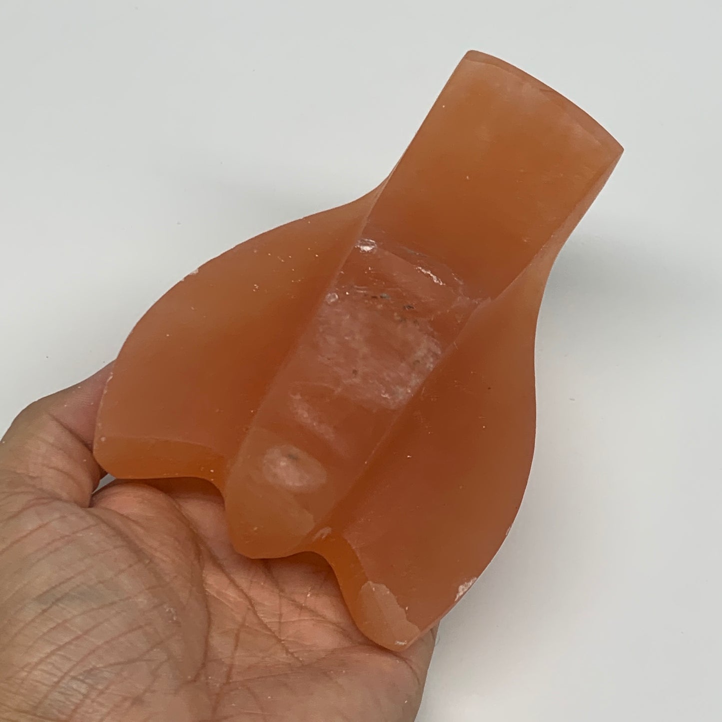 606g, 5.1"x3.5"x1.9"" Orange Selenite (Satin Spar) Angel Crystal @Morocco,B9364