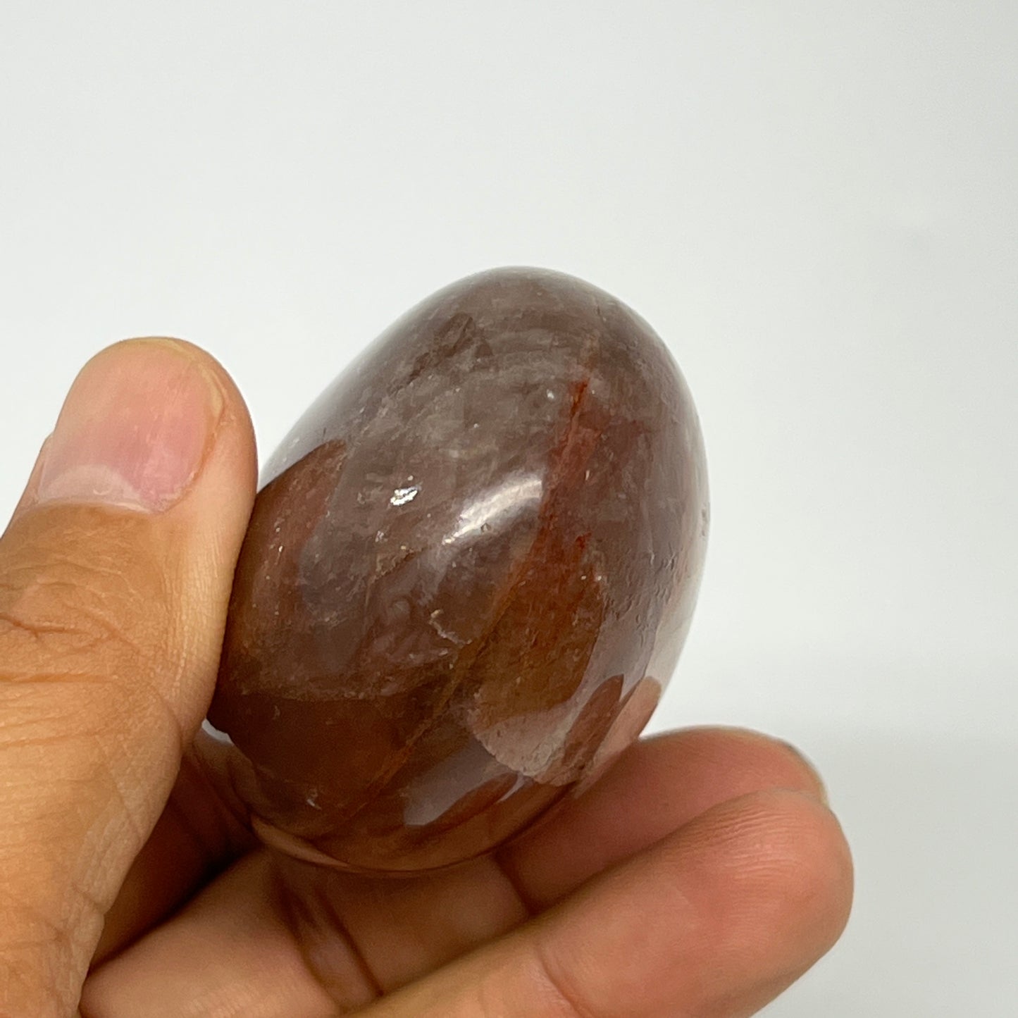 154g,2.7"x1.8"x1.4", Red Hematoid Fire Quartz Palm-Stone Crystal Polished, B1971