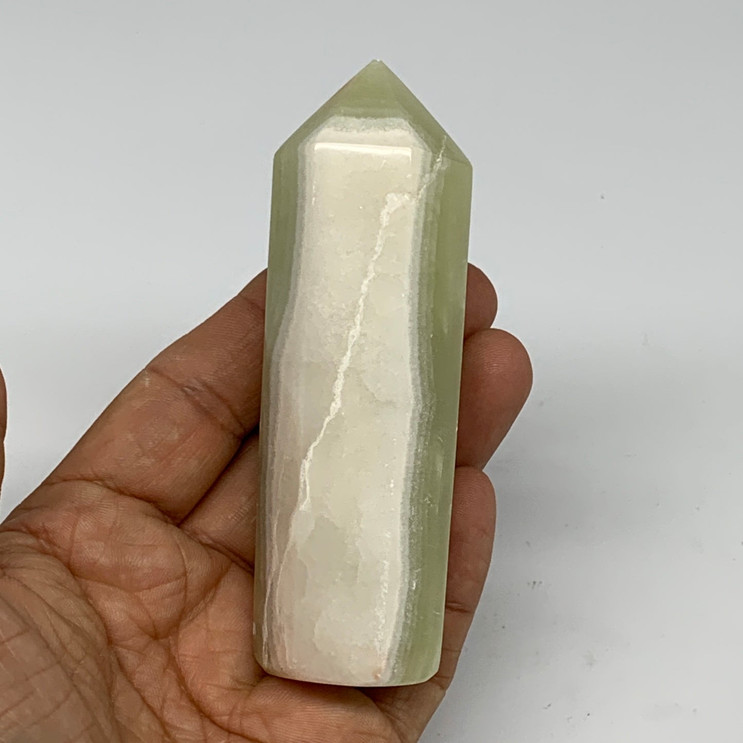 0.34 lbs, 3.9"x1.1" Green Onyx Point Tower Obelisk Crystal @Afghanistan, B25463