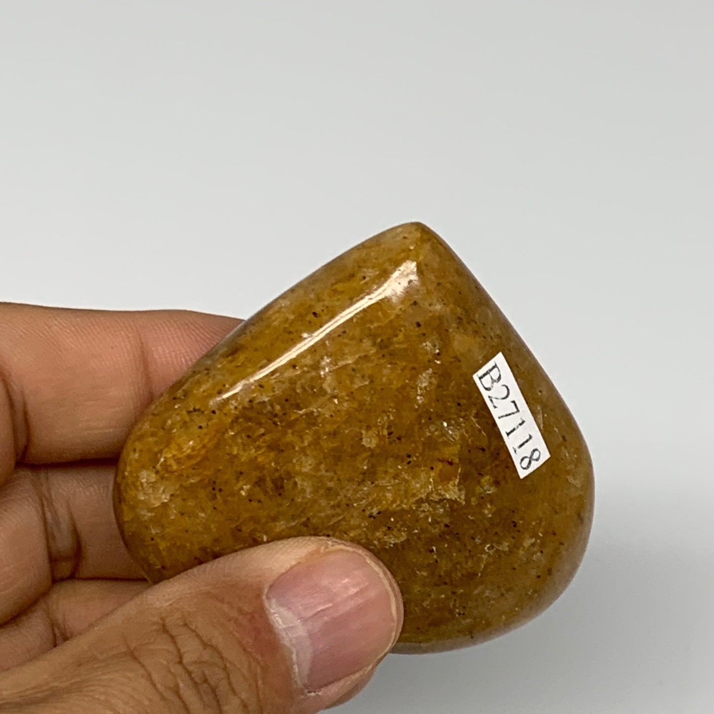 88g, 2"x2.2"x0.9", Natural Golden Quartz Heart Small Polished Crystal, B27118