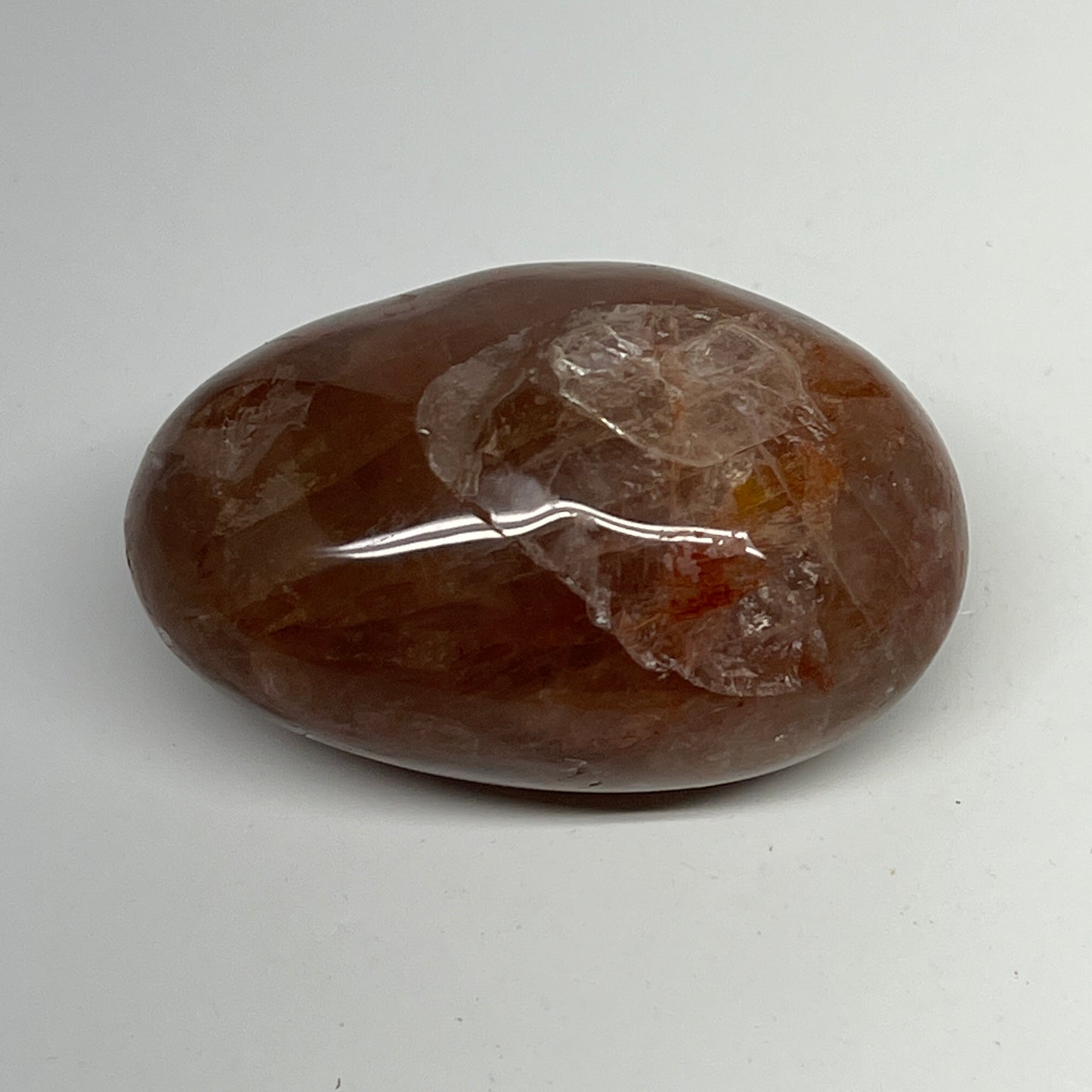 154g,2.7"x1.8"x1.4", Red Hematoid Fire Quartz Palm-Stone Crystal Polished, B1971