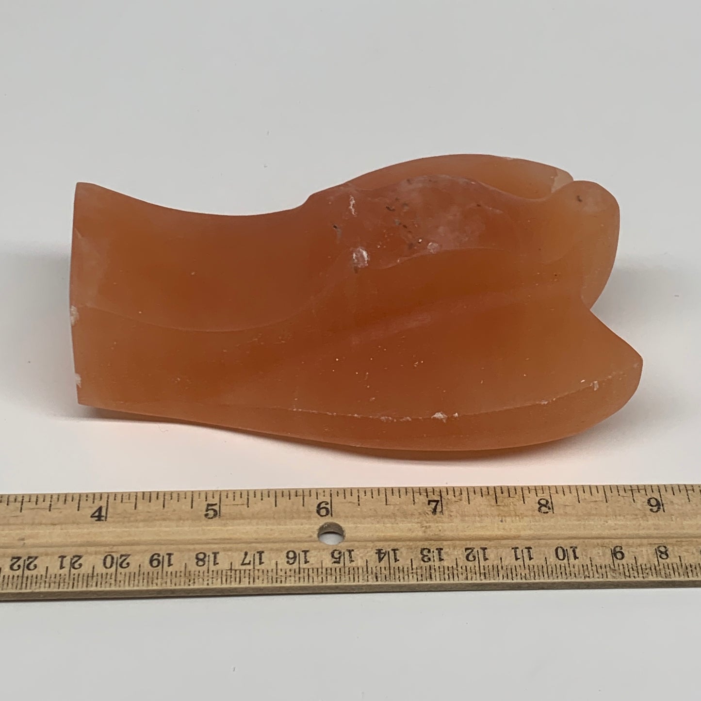 606g, 5.1"x3.5"x1.9"" Orange Selenite (Satin Spar) Angel Crystal @Morocco,B9364