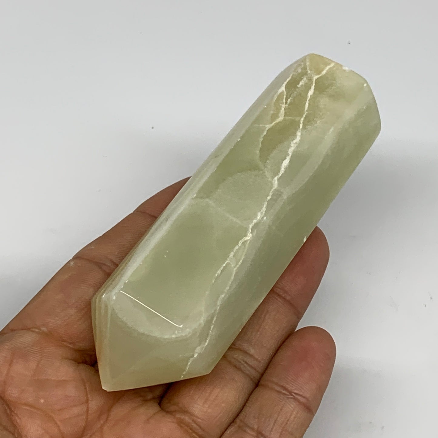 0.34 lbs, 3.9"x1.1" Green Onyx Point Tower Obelisk Crystal @Afghanistan, B25463
