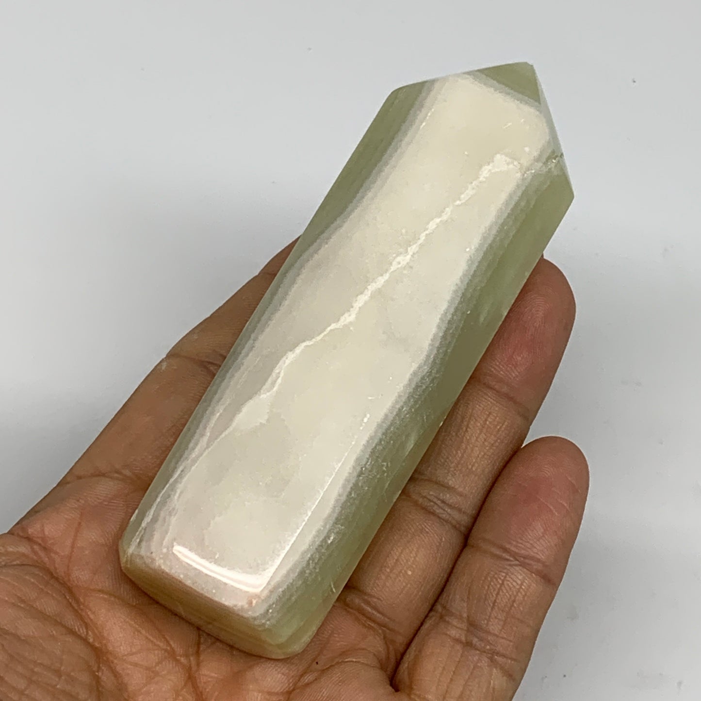 0.34 lbs, 3.9"x1.1" Green Onyx Point Tower Obelisk Crystal @Afghanistan, B25463