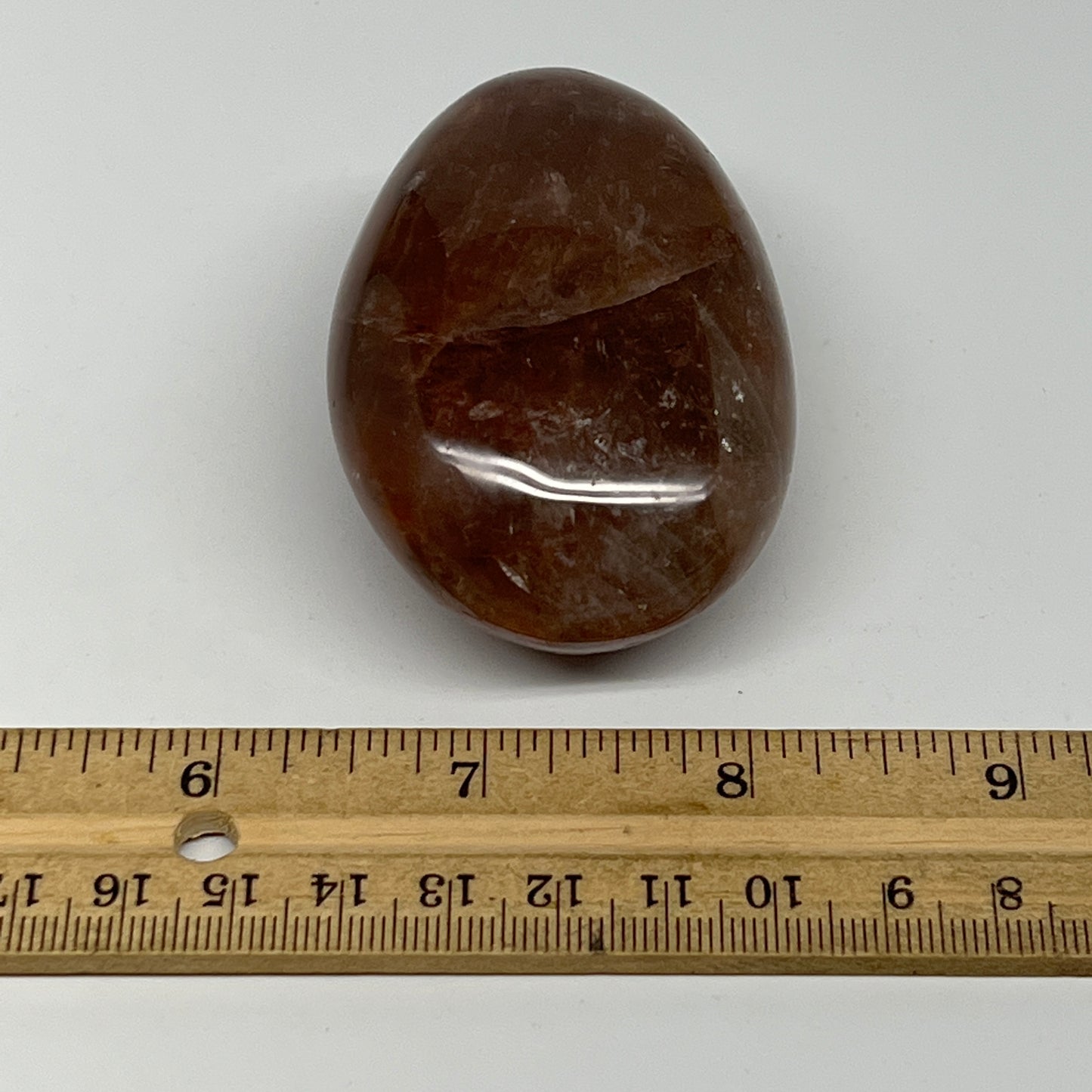 154g,2.7"x1.8"x1.4", Red Hematoid Fire Quartz Palm-Stone Crystal Polished, B1971