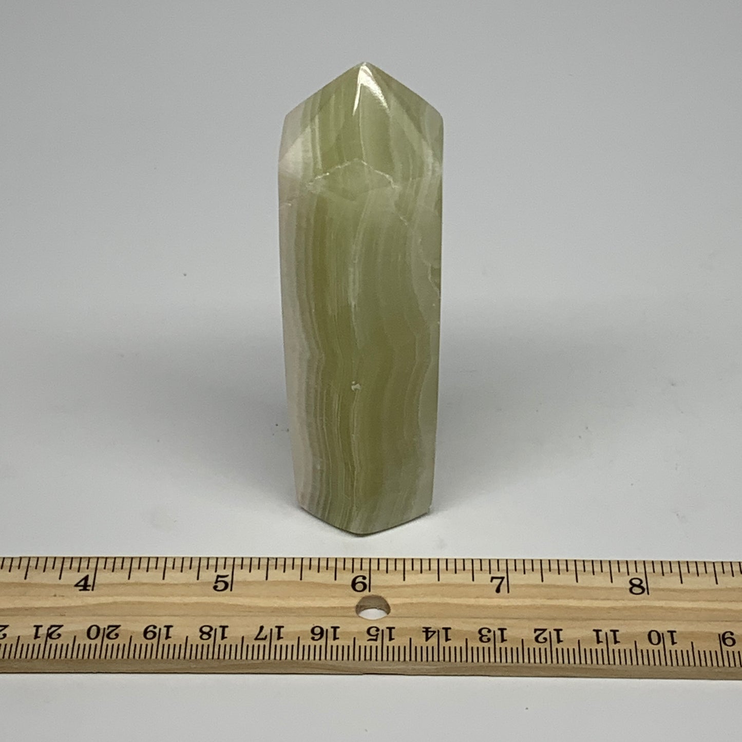 0.34 lbs, 3.9"x1.1" Green Onyx Point Tower Obelisk Crystal @Afghanistan, B25463