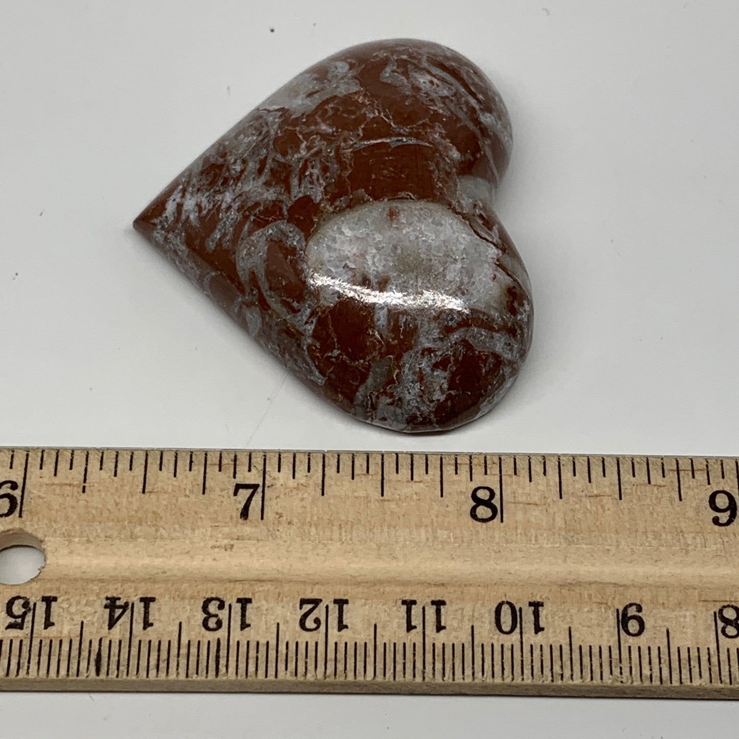 48.2g, 1.8" x 2.1"x 0.6", Natural Untreated Red Shell Fossils Half Heart @Morocc