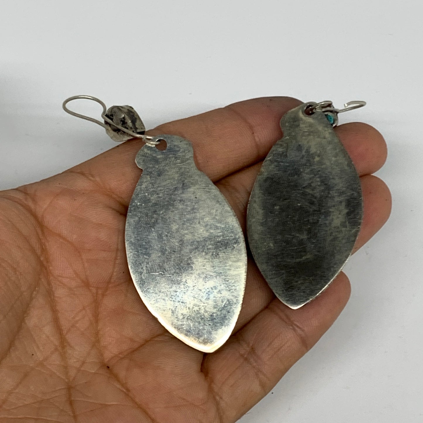 1pc, 3.2"x1.1" Turkmen Earring Tribal Jewelry Lapis Lazuli Marquise Boho, B14253