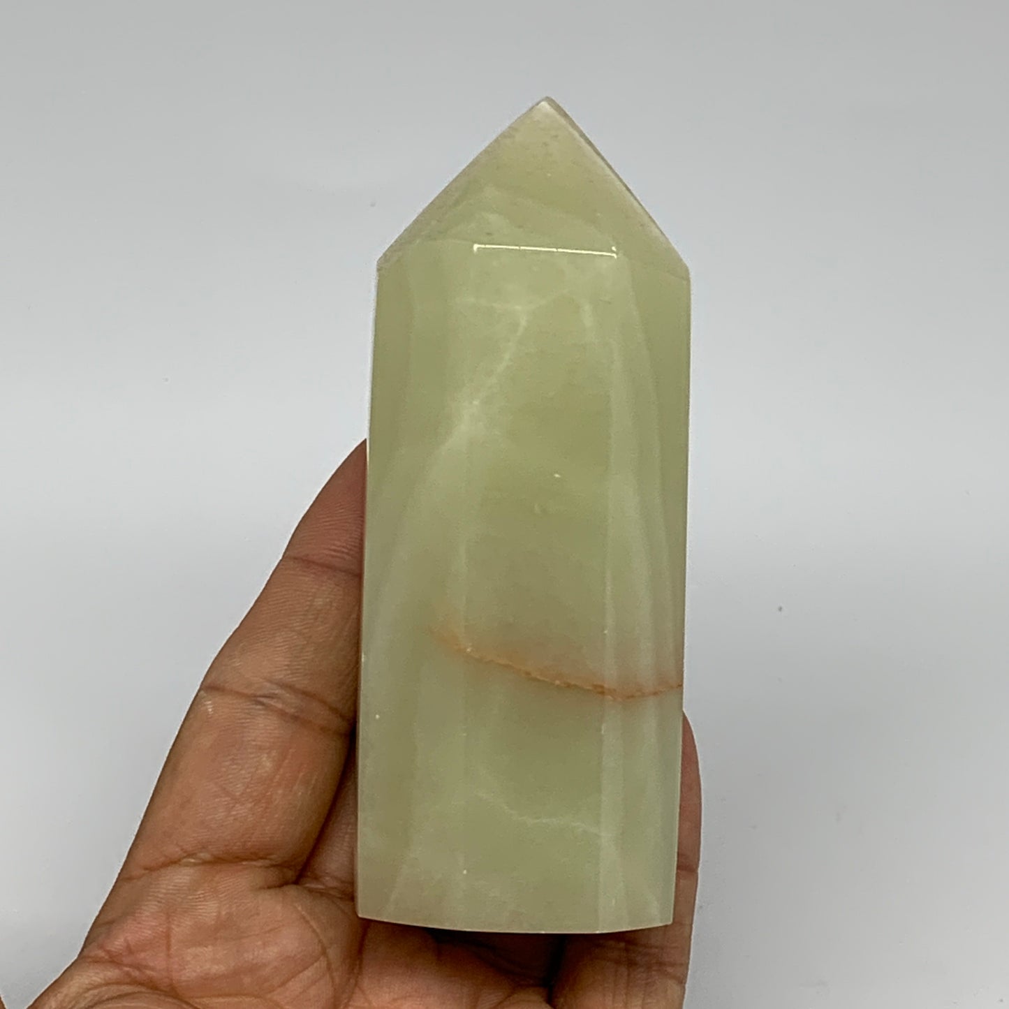 0.65 lbs, 4"x1.5" Green Onyx Point Tower Obelisk Crystal @Afghanistan, B25464