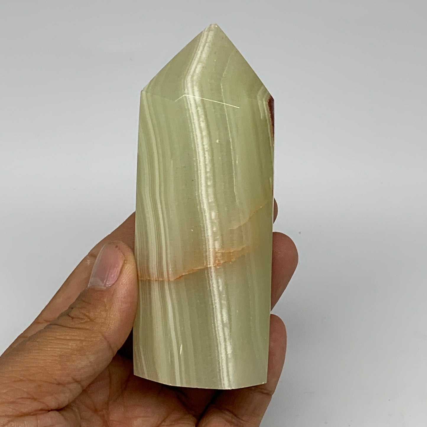0.65 lbs, 4"x1.5" Green Onyx Point Tower Obelisk Crystal @Afghanistan, B25464