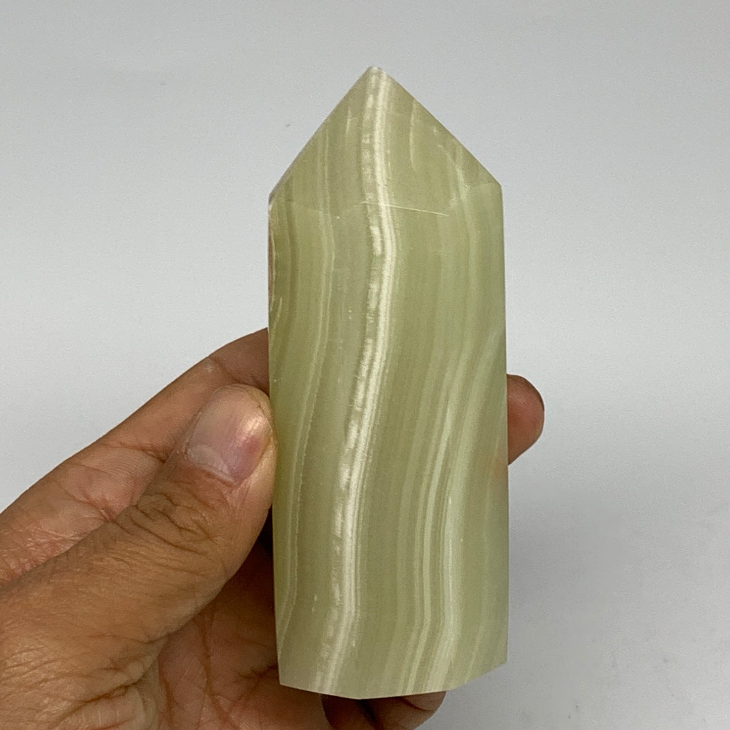0.65 lbs, 4"x1.5" Green Onyx Point Tower Obelisk Crystal @Afghanistan, B25464