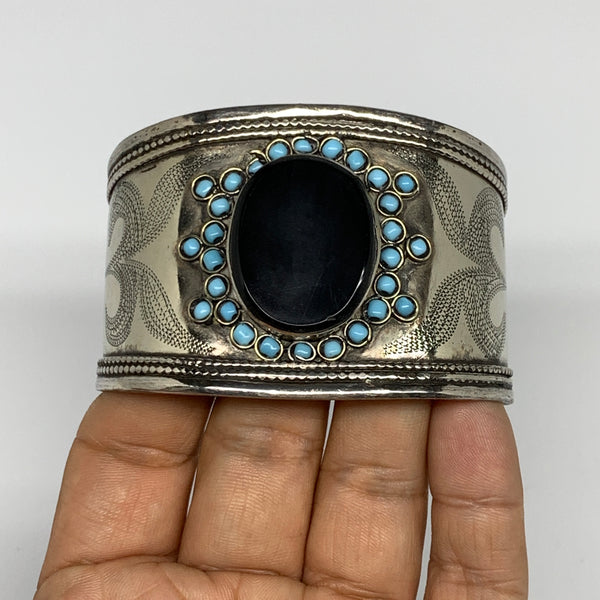 1.8" Vintage Reproduced Lapis Turkmen Cuff Bracelet Tribal Small Round , B13364