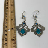 Turkmen Earring Handmade Afghan Tribal  Blue Turquoise Inlay Teardrop Earring, T