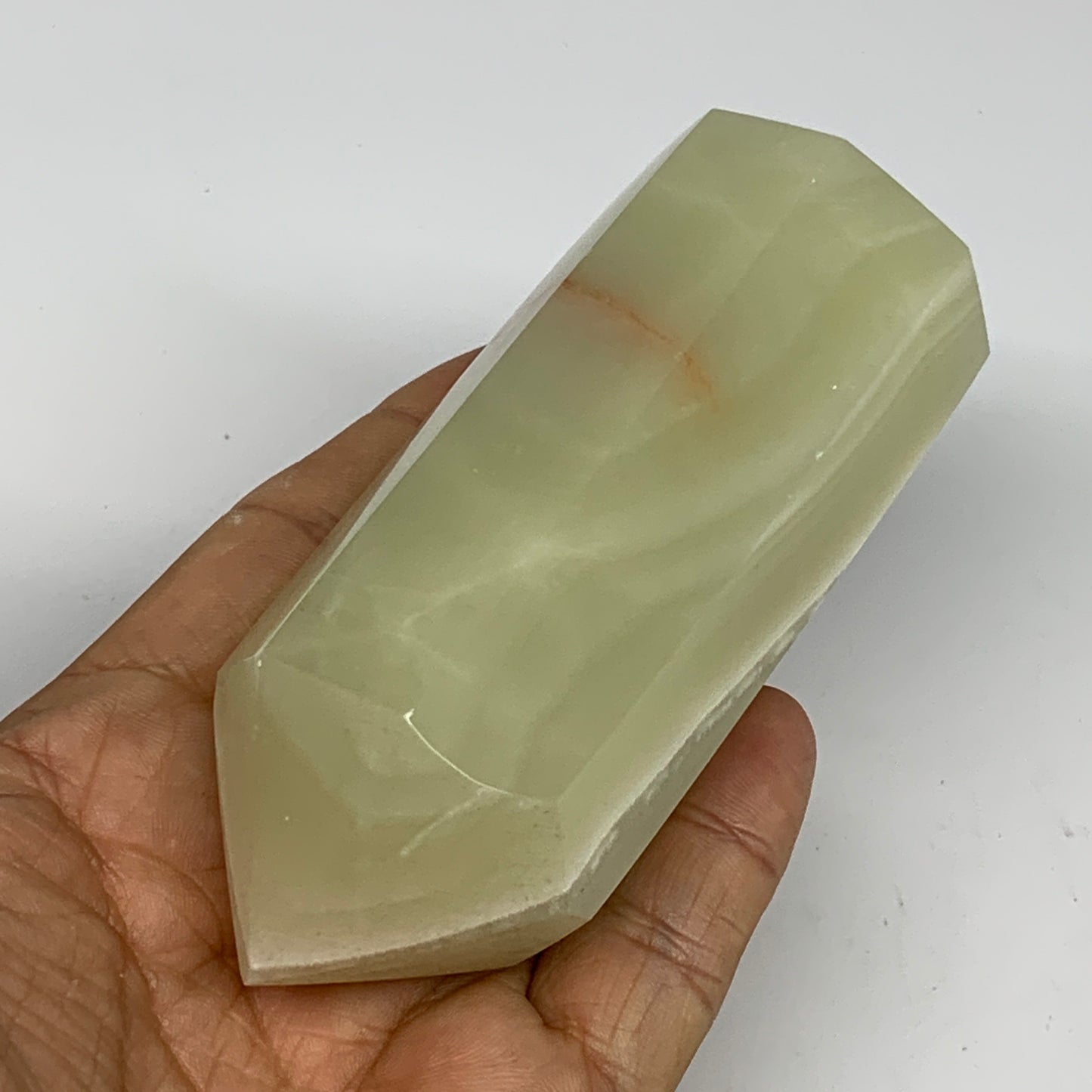 0.65 lbs, 4"x1.5" Green Onyx Point Tower Obelisk Crystal @Afghanistan, B25464