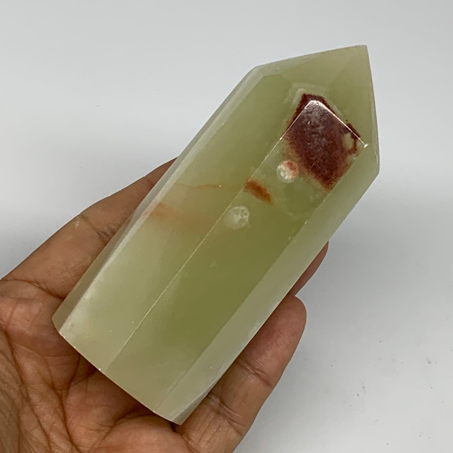 0.65 lbs, 4"x1.5" Green Onyx Point Tower Obelisk Crystal @Afghanistan, B25464