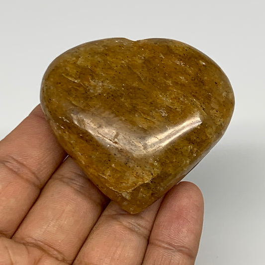 92.4g, 2.1"x2.3"x0.9", Natural Golden Quartz Heart Small Polished Crystal, B2711